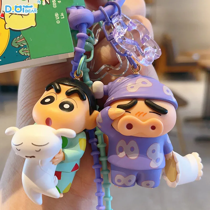 Miniso تلوين شينشان المفاتيح Kawaii بيجامة سلسلة سيارة المفاتيح قلادة Ins الكورية الكرتون أنيمي صديق جيد هدية عيد ميلاد