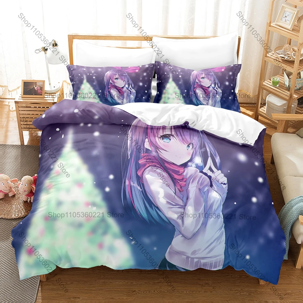 A.I.Channel Kizuna AI Pink Bow Sailor Uniform Summer Swimwear Virtual Print Duvet Cover + 2 Pillowcases Sweet Pastel Microfiber