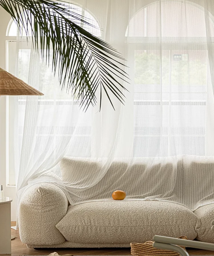 Modern white lace texture mesh - Linen Curtain Eyelet recension och pris