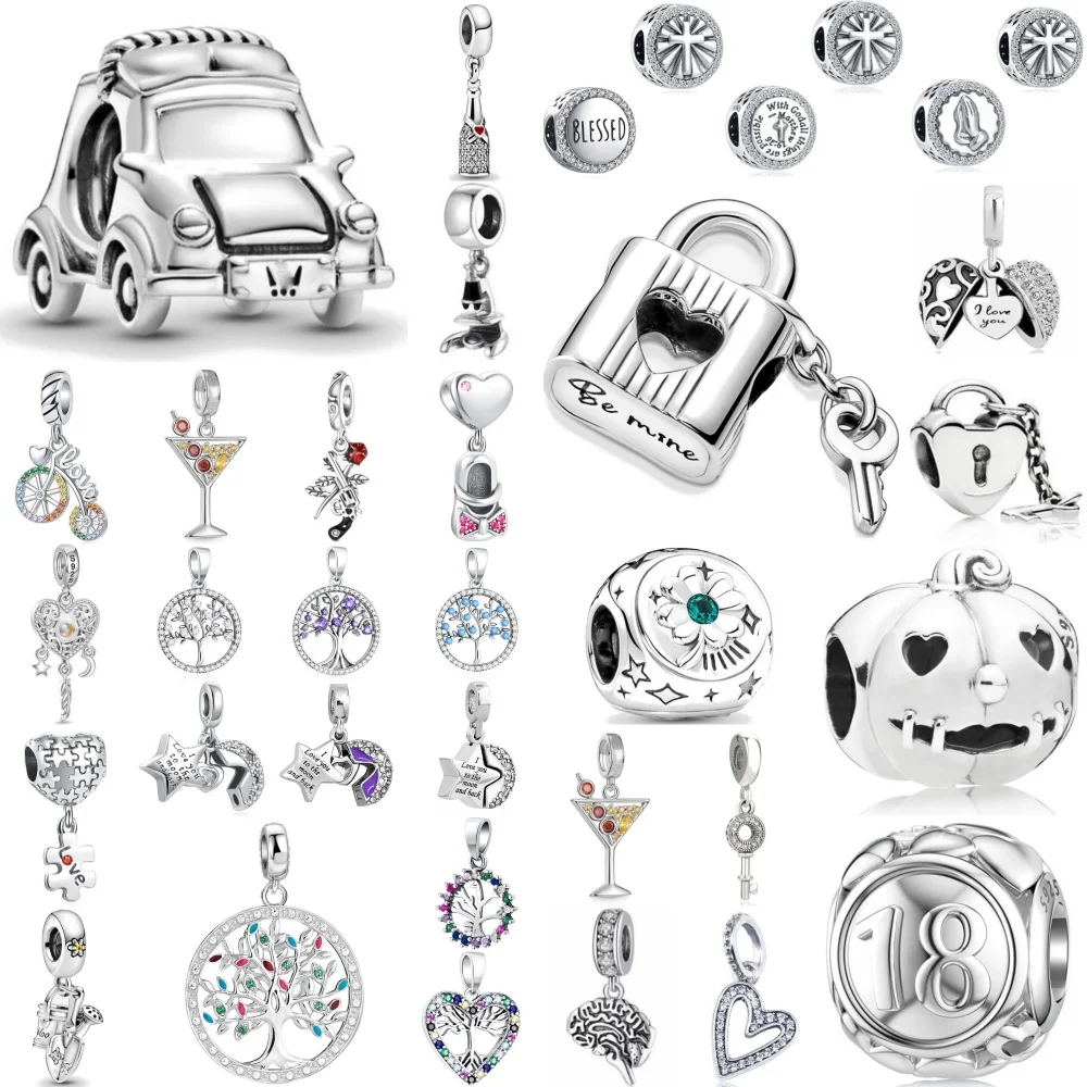 

New European 925 Silver,Car,Lock,Pumpkin,Tree Bead Pendant Suitable for Original Bracelets,DIY Accessories, Exquisite Jewelry