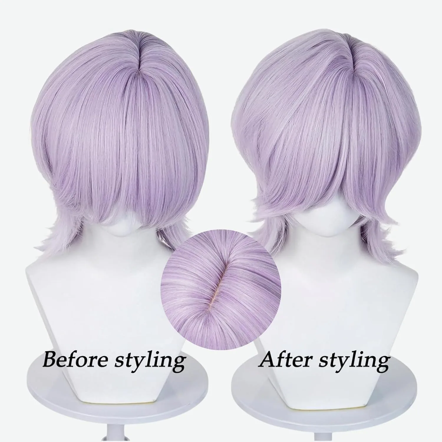 Kostüm Cosplay Perücke für Kinder Anime Pop Sänger Cosplay Perücken Jungen Idol Kostüm Perücke Halloween Zubehör Haar für Männer Hellviolett