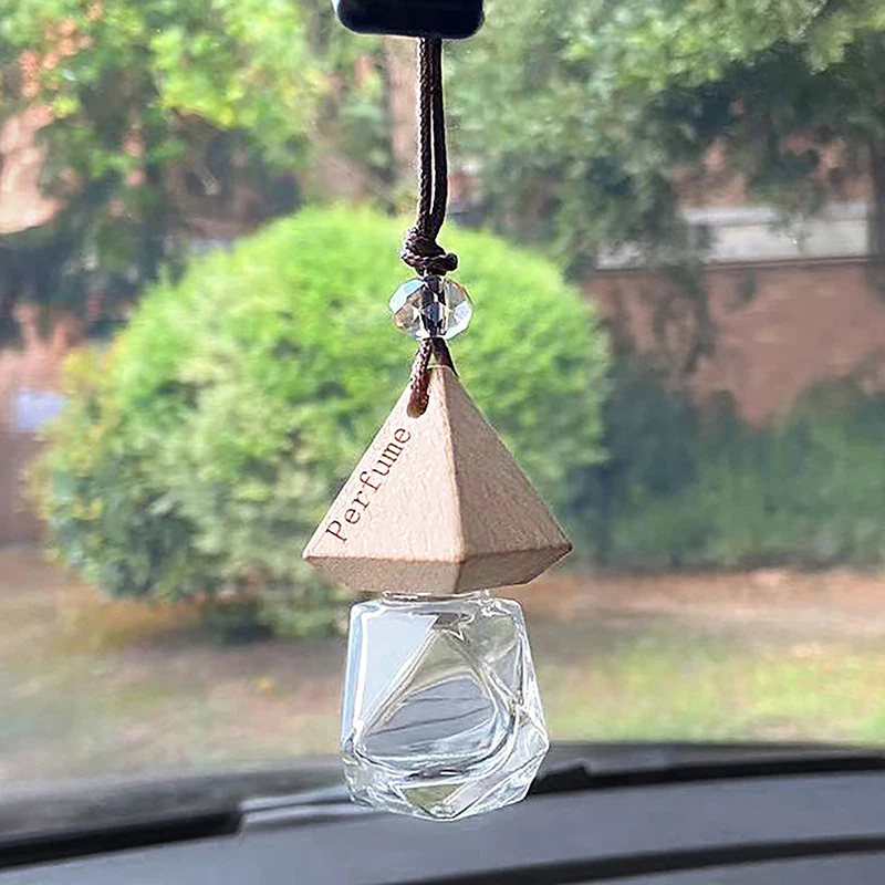 1PC Car Hanging Glass Bottle Empty Perfume Auto Aromatherapy Fragrance Pendent Bottle Perfume Diffuser Automotive Decoration