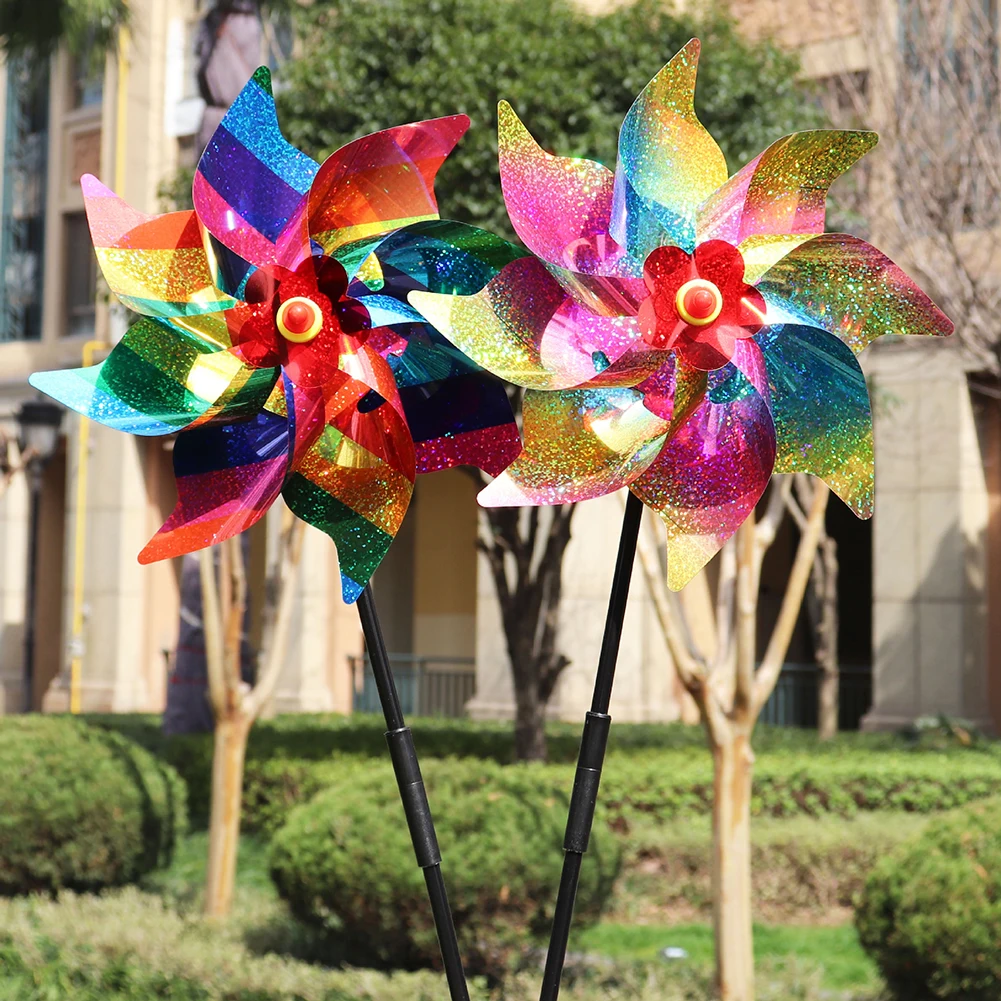 1/5PCS Reflective Bird Repellent Windmill Sparkling Scarecrow Windmill Spinner Garden Lawn Courtyard Decor Deter Outdoor Birds