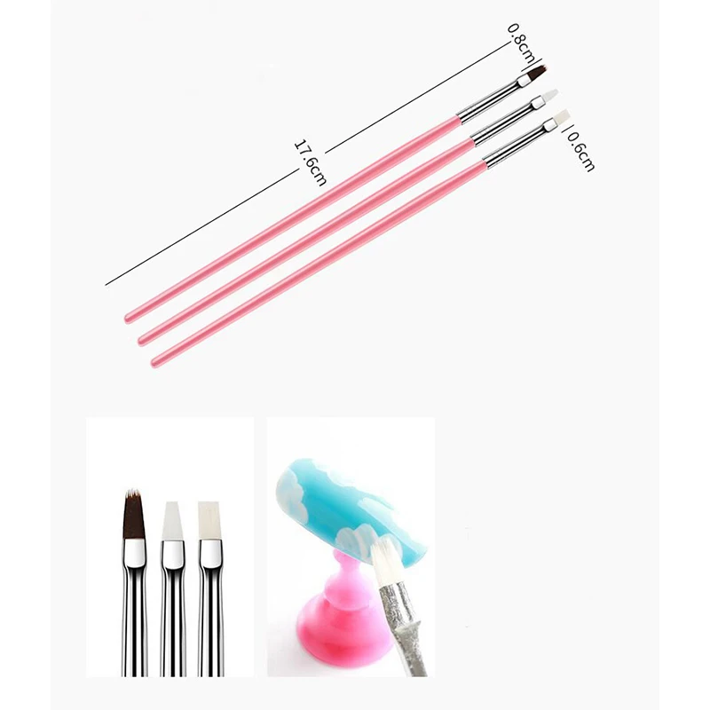 アクリルリキッドパウダー,マニキュアブラシ,シングルヘッド,ピンク,1セット15個