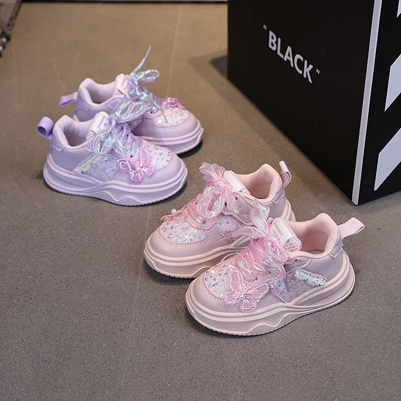 

Tenis Brand Girl Shoe2025Новые модные детские кроссовки с узлом-бабочкой, обувь принцессы с водными бриллиантами, универсальные туфли для досок, дизайнерская обувь
