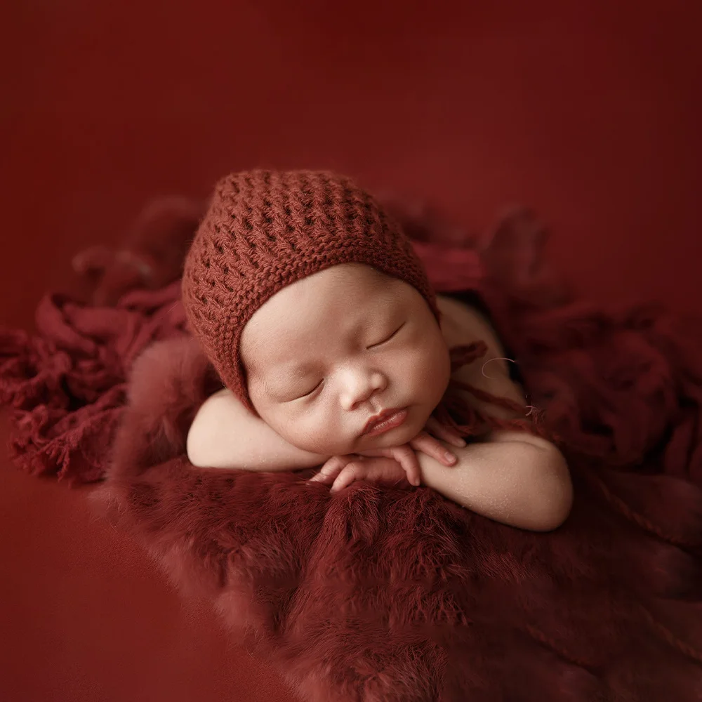 Adereços de fotografia para recém-nascidos, alta estiramento Wraps, Headflower macio, Coelho Cobertor, Background Studio Photoshoot, Red Theme Set, 0-1 Mês