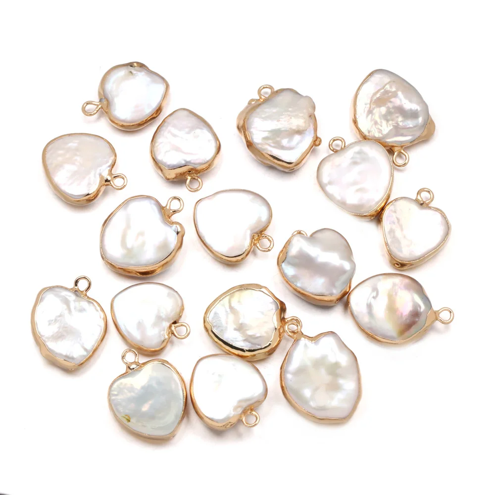 Natural Freshwater Pearl Pendants 16x19mm Heart Shaped High Luster Smooth Surface Premium Raw Beads for Daily Wear Necklaces