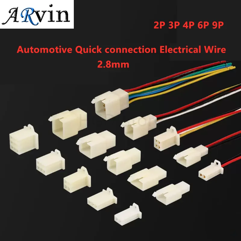 2.8mm 1P 2P 3P 4P 6P 9P Automotive Quick connection Electrical Wire Connector Male Female Cable Terminal Plug Kits Motorcycle