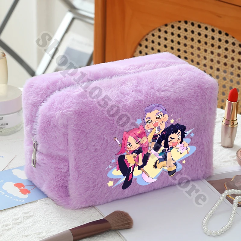 KPop شيطان الصيادين النساء أنيمي أفخم حقيبة مستحضرات التجميل فتاة الكرتون لطيف حقائب مكياج موضة أحمر الشفاه كيس التخزين اكسسوارات الهدايا #1