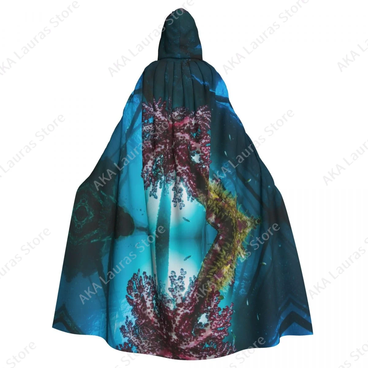 Unisex Adult Pink Coral Harbour Cloak with Hood Long Witch Costume Cosplay