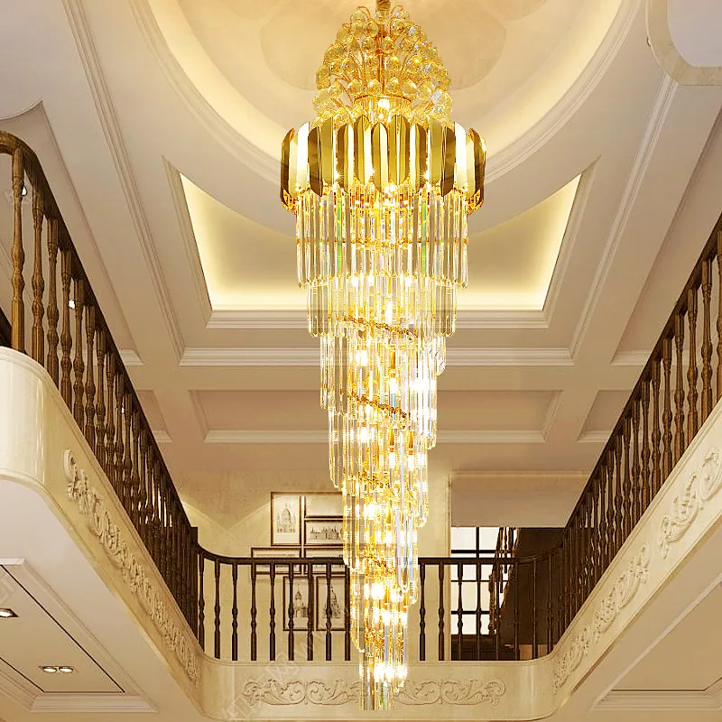 

Crystal Stair Chandeliers Indoor Lighting Stair Led Chandelier Long For Living Room Classical Crystal Light Loft Lights Lustre