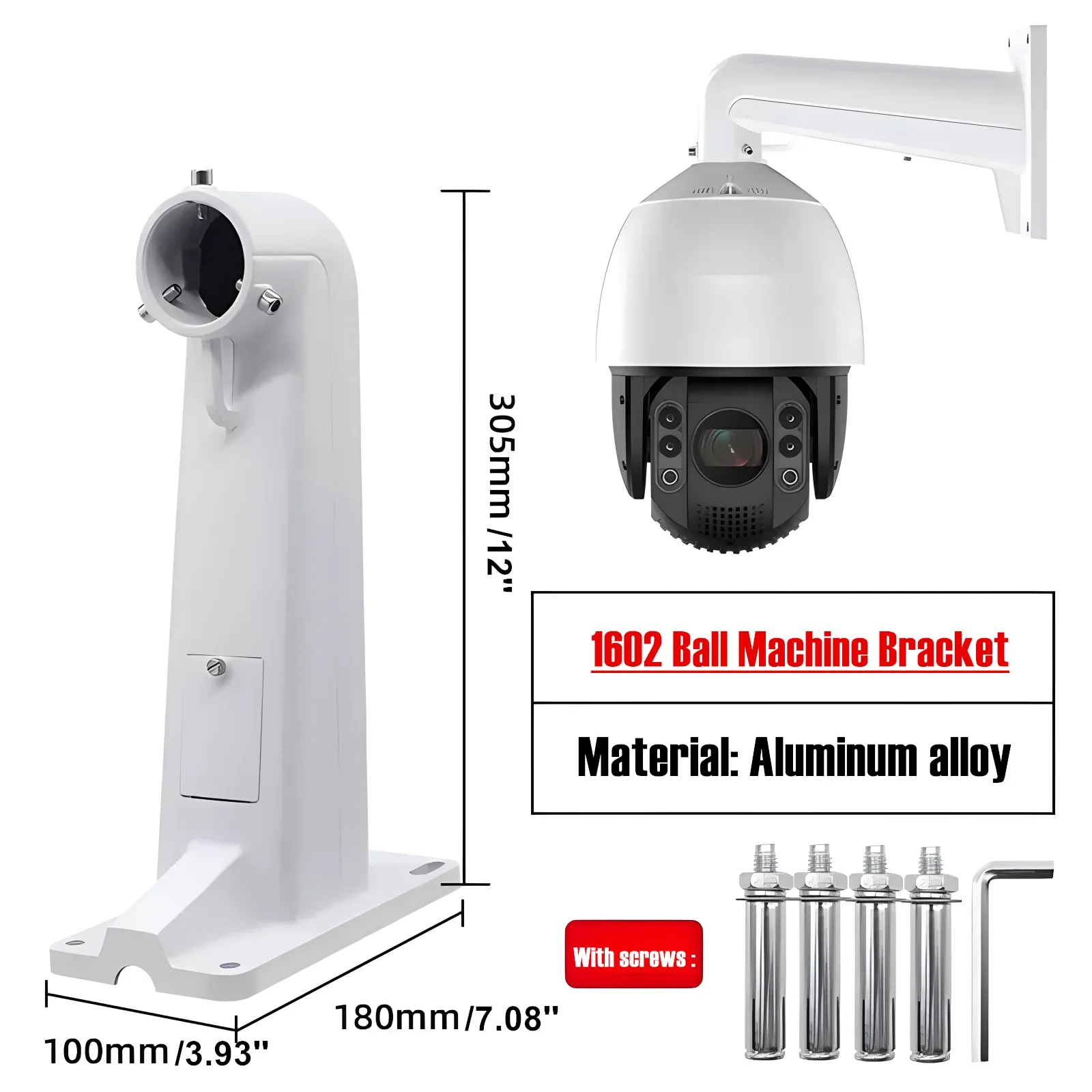 305mm/12inch Length Heavy Duty Ball Machine High Speed Dome PTZ Camera Wall Mounting Bracket Compatible With Hikvision Dahua