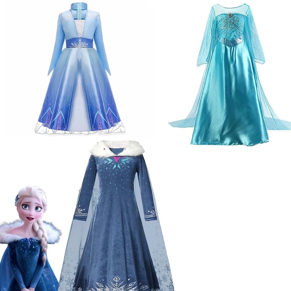 Vestido de princesa Frozen de Disney para niñas, disfraz de Reina de la nieve Elsa, disfraces para niños, vestido de fiesta de Carnaval para niñas, ropa para niños