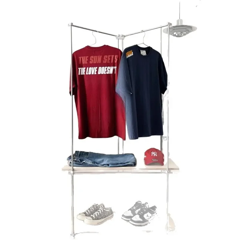

Industrial style coat rack floor-to-ceiling bedroom household simple marine panel optical shaft hanger