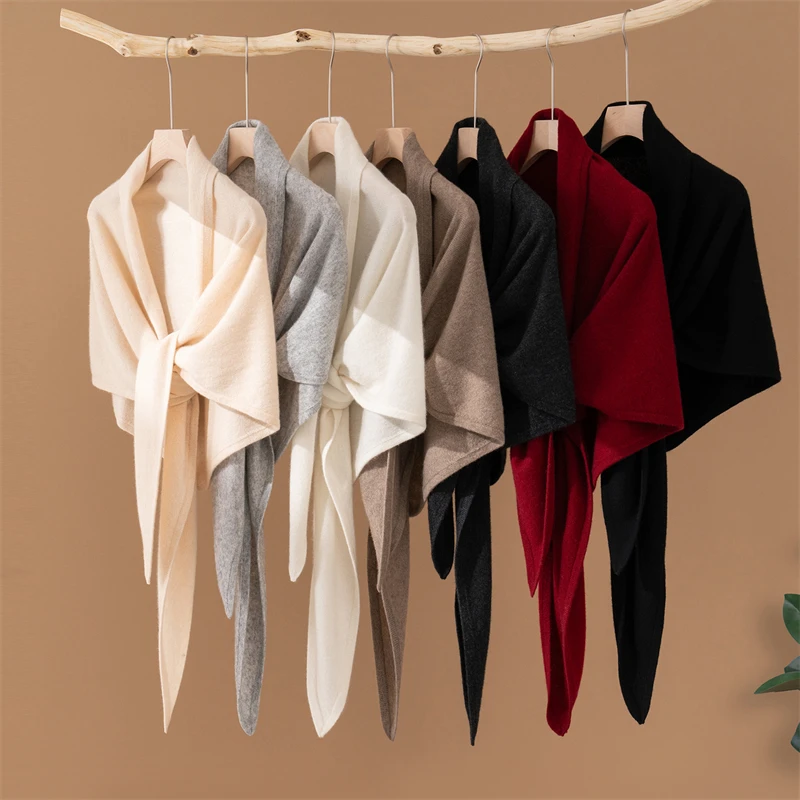 خريف شتاء دافئ شال أنيق للنساء 100% الكشمير الخالص وشاح محبوك تنوعا كبير مثلث وشاح لينة الرقبة أدفأ #1