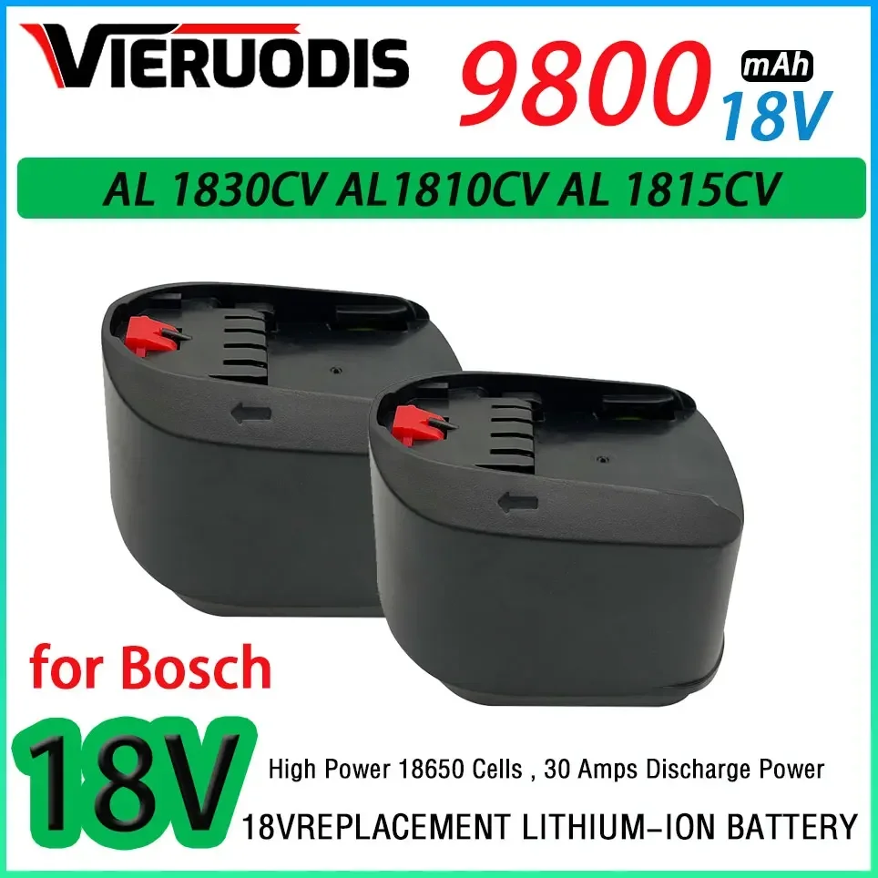 For Bosch 18V 9.8AH Li-ion Rechargeable Tool Battery PBA PST PSB PSR Bosch Home, Garden Tools (TypeC only) AL1810CV AL1815CV