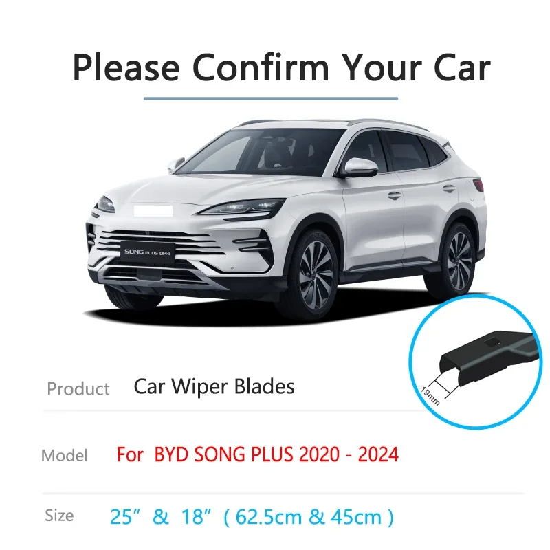 For BYD SONG PLUS DM-i EV SA3 Seal U Sealion 6 2020~2024 Front Rear Wiper Blades Rubber Windows Replacement Cleaning Accessories