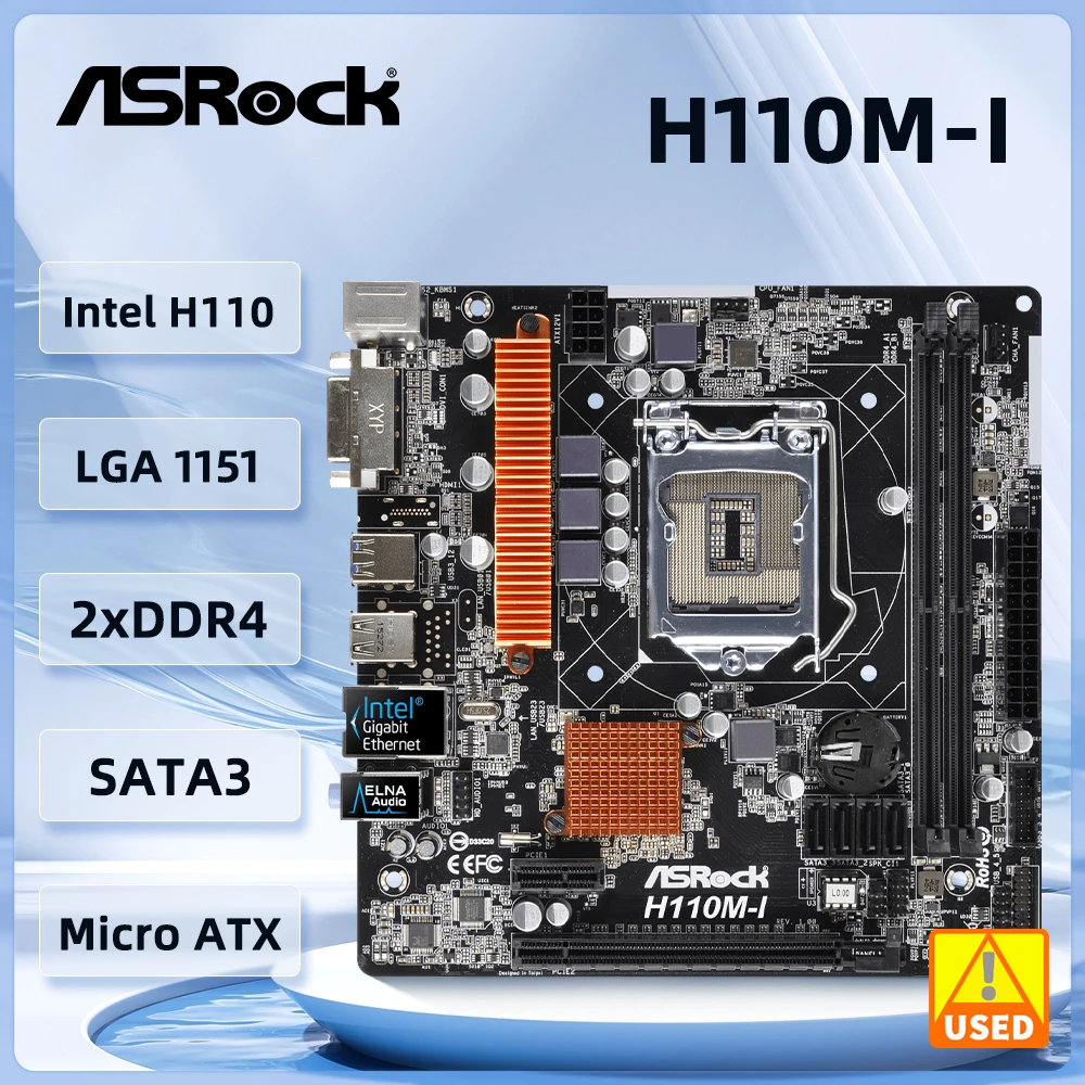 ASRock H110M-I Motherboard Intel H110 Socket 1151 support i5-7500 7700 7300 7400 G4620-6700 7600 6300 Micro ATX DDR4 32GB