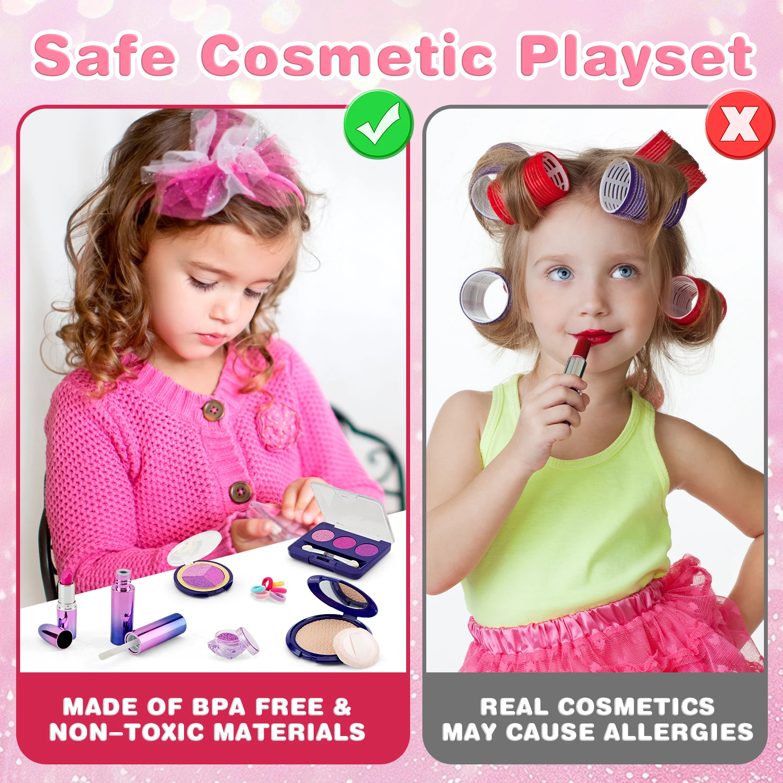 1Pc Children Girls Makeup Set Pretend Make Up Play Beautiful For Kids Cosmetic Gifts Toys,Cosmetic Bag Toys for Girls 3 4 5 6-14