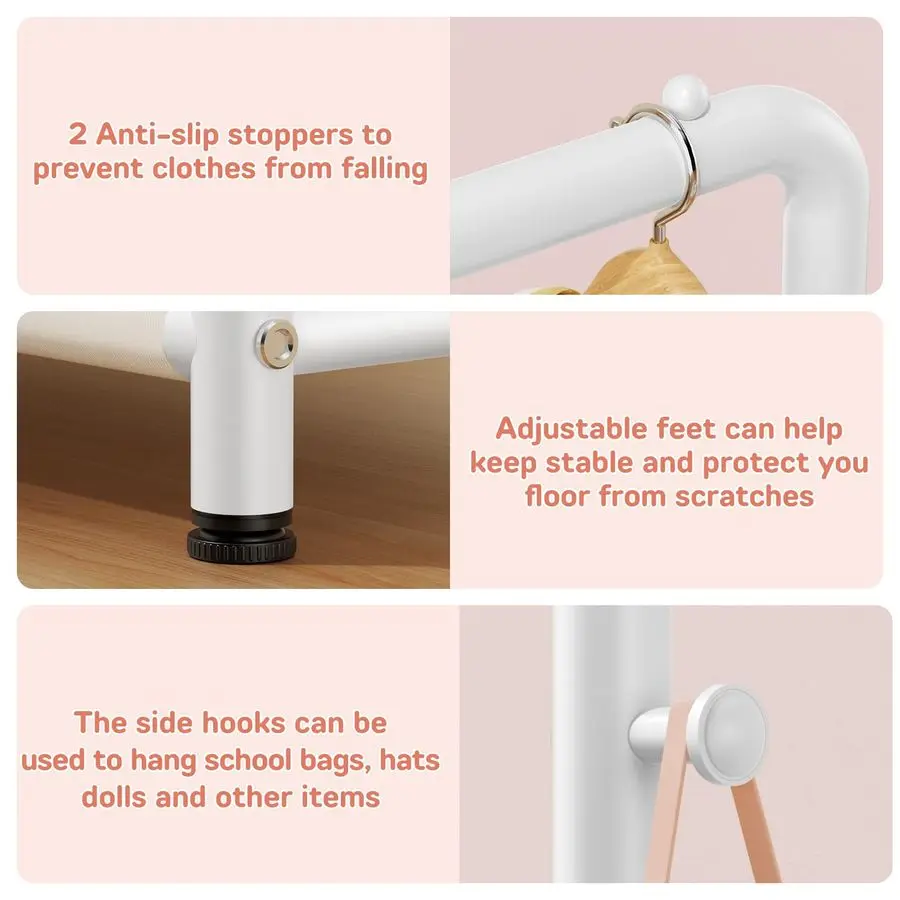 Kids Clothing Rack with Storage Shelf, Kids Dress Up Rack Storage for Coats, Small Baby Garment Rack for Hanging Clothes, Toddl