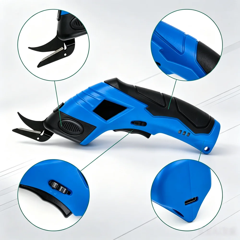 2 Blades 3.6V Electric Fabric Scissors USB Charging Portable Leather Tailor Cutting Tool Hard Gift Box Pack