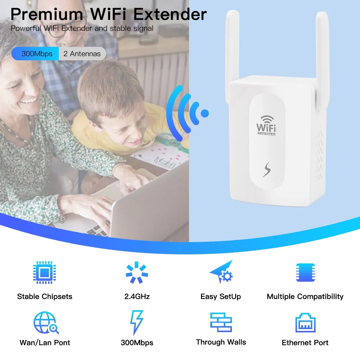 FENVI 300Mbps WiFi Repeater Extender Amplifier Wi-Fi Signal Network Booster 802.11N Long Range Wireless Access Point Repetidor