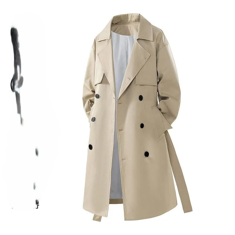 

Trench Bomber Coat Mens Cowhide Belted Motorcycle Italian Male Quality Genuine Leather Heavy Weight Style Zipper Closure Fashion