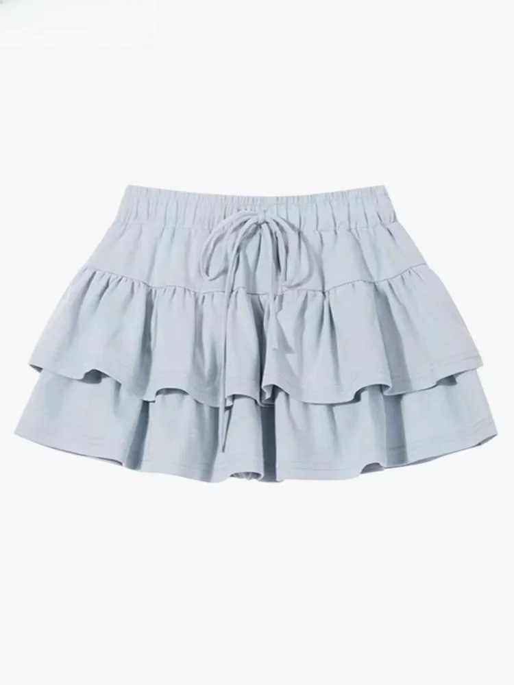 2026 Faldas Mujer De Moda Mini Skirts For Women A-line Sweet Jupe Fashion Summer Japanese Saia Bandage Ruffles Casual Y2k Skirt