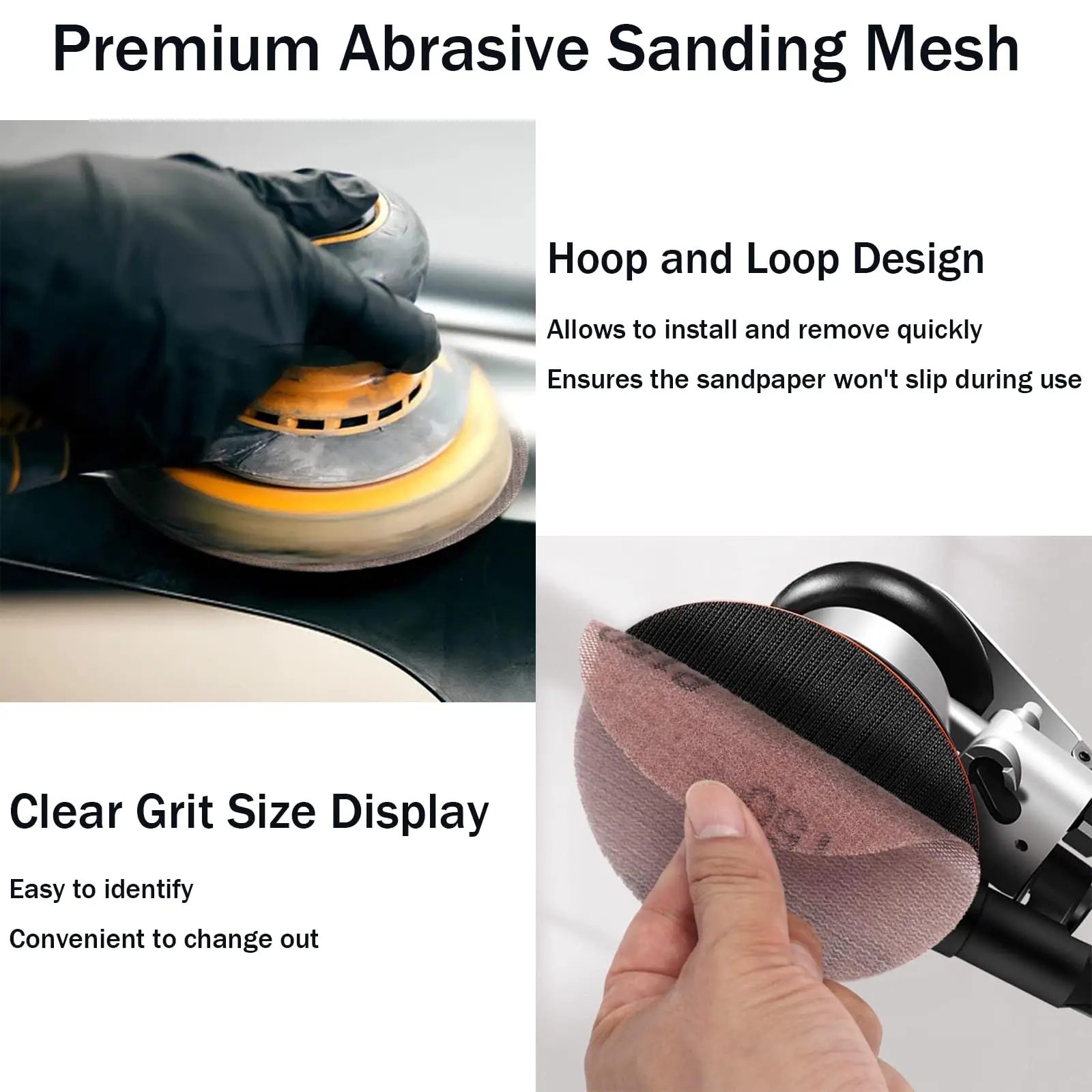 9 Inch Mesh Abrasive Dust Sandpaper 15 Pcs Assorted 80/120/180/240/320 Grits Hoop and Loop for Woodworking Drywall Sanding Metal