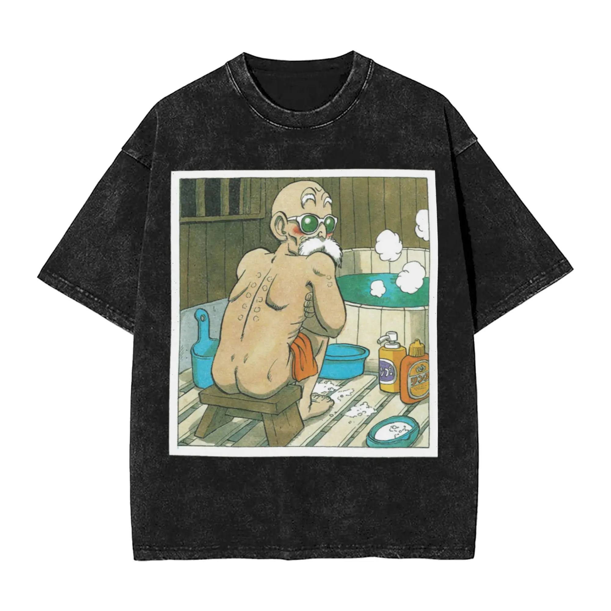 Kame Sennin Muten Roshi Washed T Shirts Streetwear Hip Hop Casual T-Shirts Dragon Ball Tees for Men Women Cotton Harajuku Summer