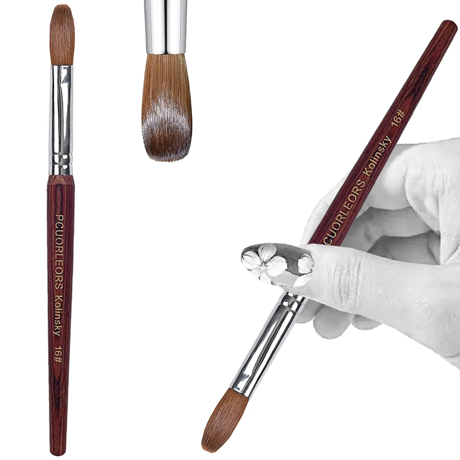 UsiDaer Acrylic nail Brush  with red Wood Texture 100% Kolinsky sable hair brush UV Shaping Gel Brush