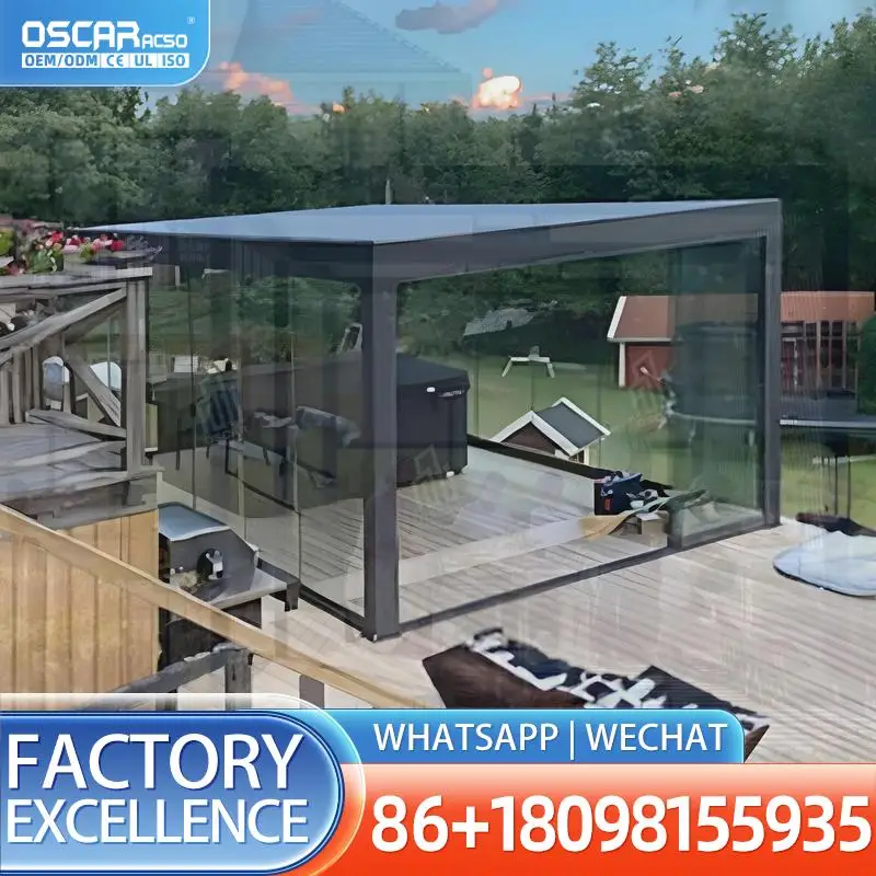 Custom Motorized Aluminum Pergola Privacy Screen Sustainable Weatherproof Adjustable Outdoor Pavilion for Backyard Deck Patio Eu
