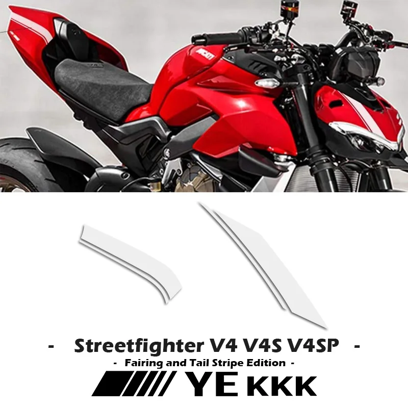 Fairing and Tail Stripe Edition Sticker Decal Hollow Line For Ducati Streetfighter V4 / V4S / V4SP Sticker Decal Black White