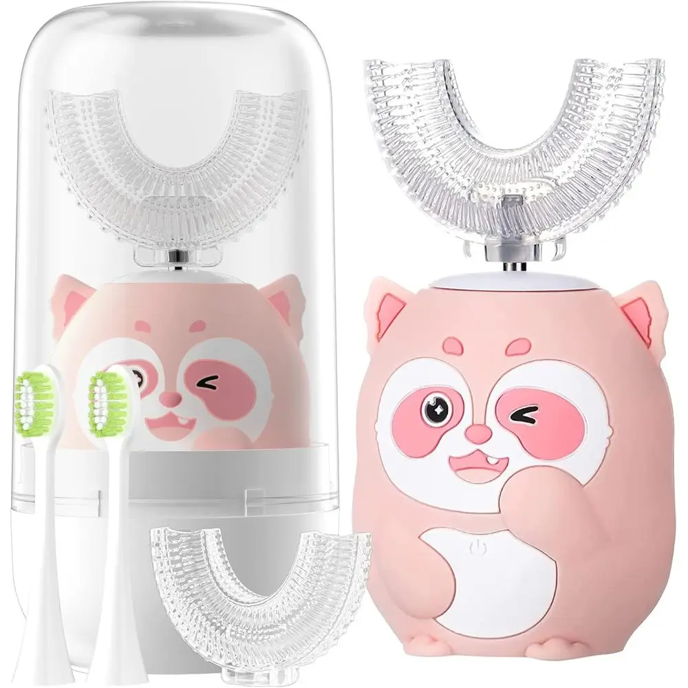 

Automatic Electric Toothbrush for Kids with 4 Heads, Suitable for Ages 8-15, Pink