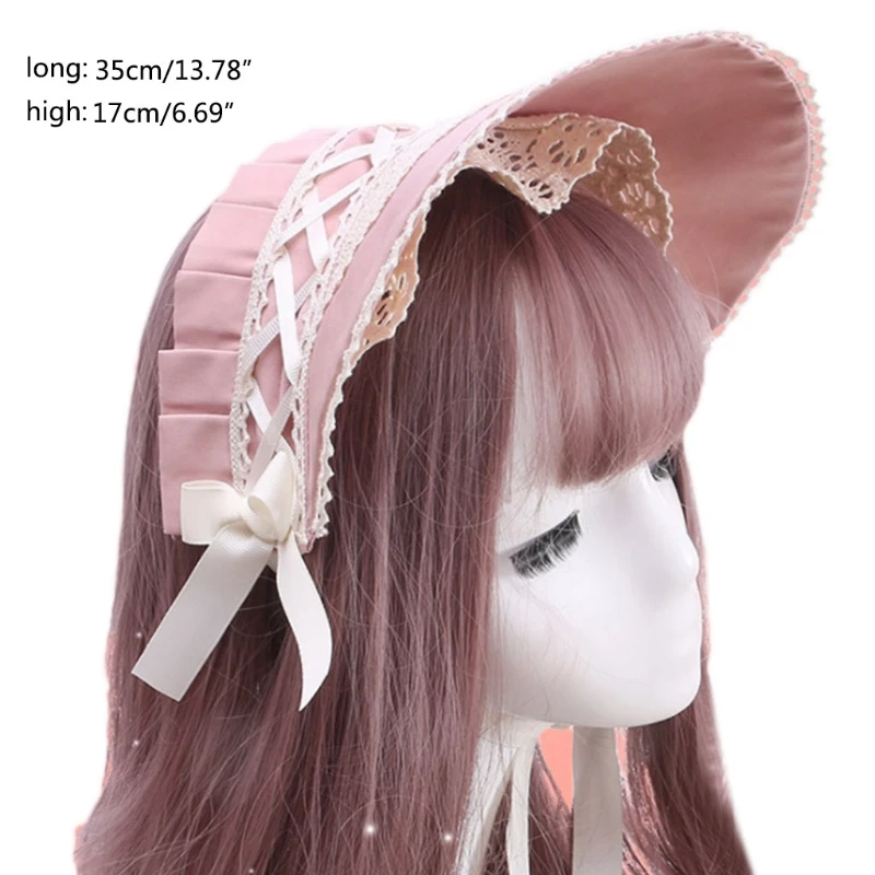 Retro น่ารักลูกไม้โบว์ผม Headdress Hairband Headdress สาว Props หมวก