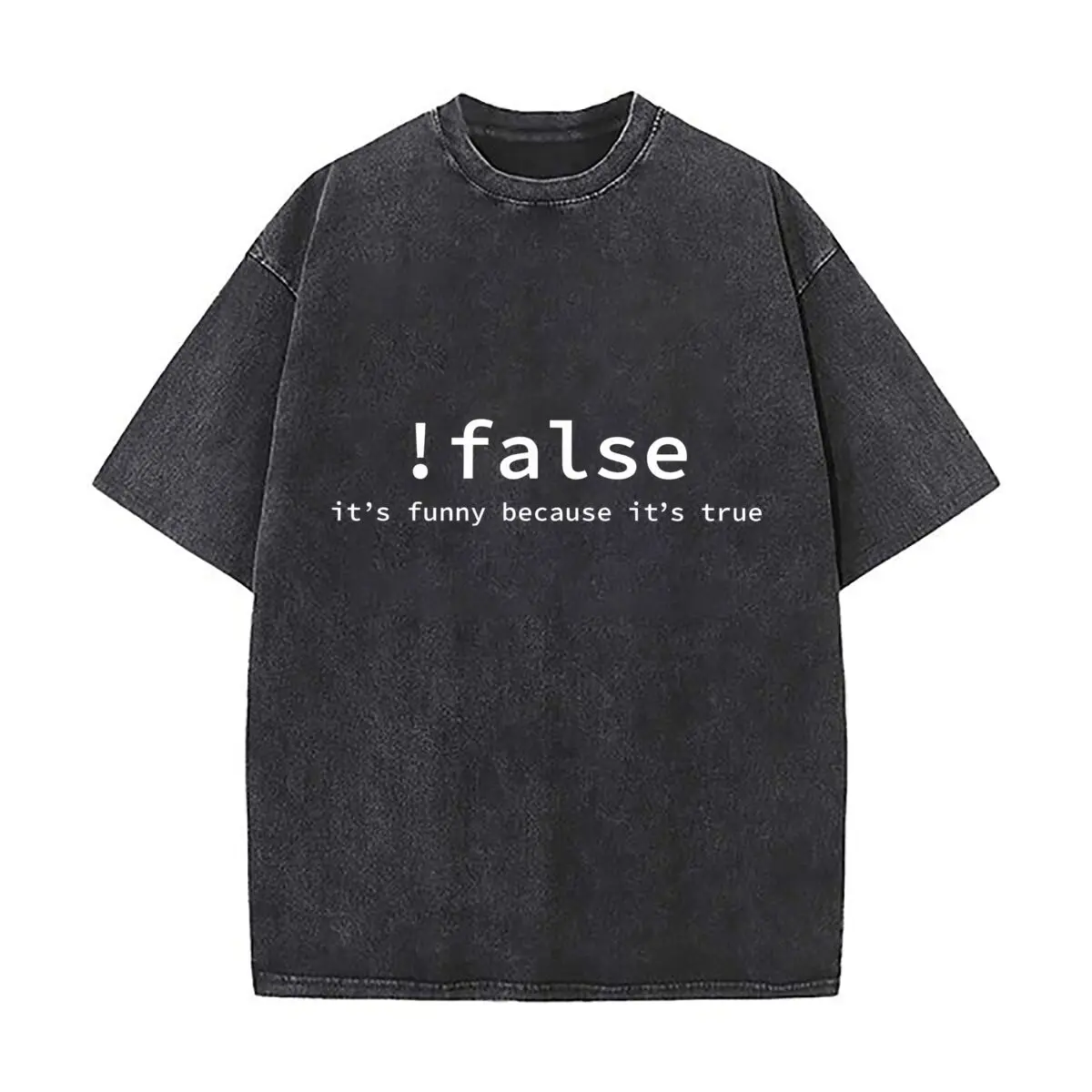 Not False Its Funny Because Its True Programming Coding Vintage Distressed Loose Streetwear Tops for Campus Days