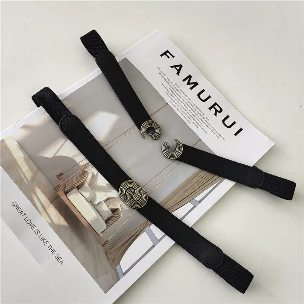 

Тонкий женский пояс-украшение для талии под юбку, винтажный эластичный узкий пояс, черный, Gm1400