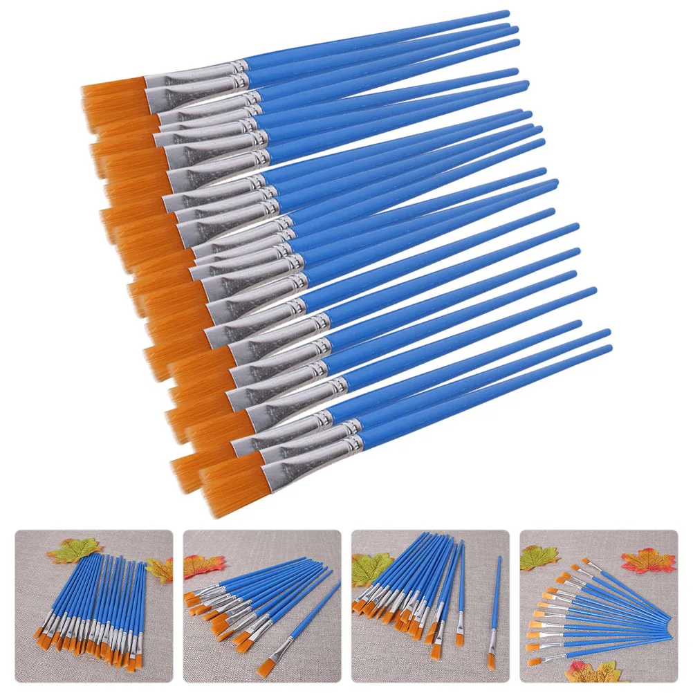 

30Pcs Nylon Bristle Watercolor Pens Flat Tip Paint Brushes for Adults Students Art Painting Set Ideal for Acrylic Oil