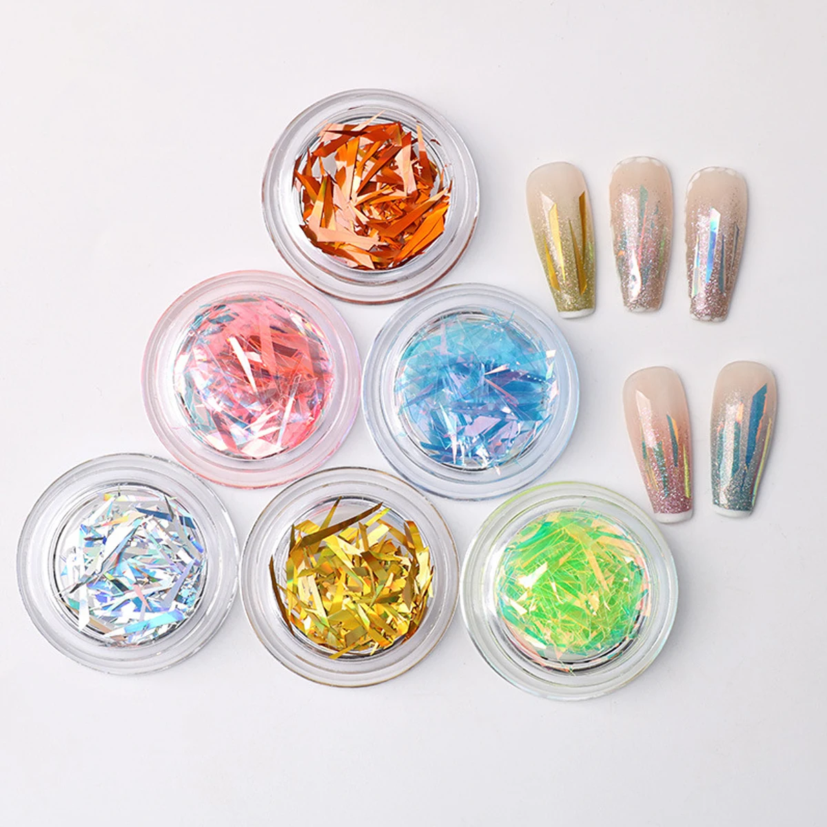 1pc Nail art glass fantasy paper strips decorations aurora stickers long fantasy paper laser mirror stickers art creation