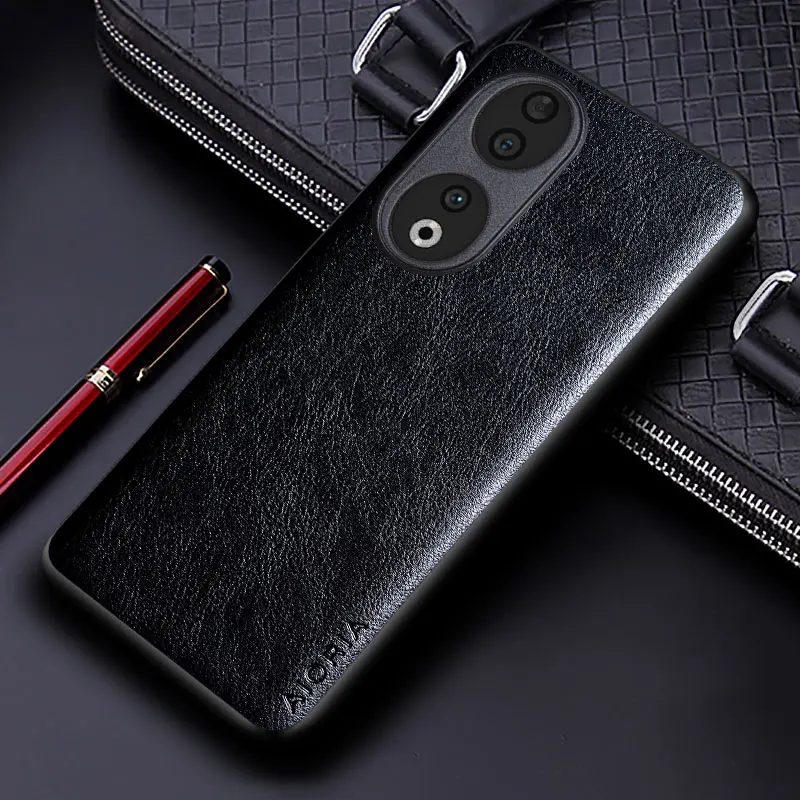 Luxury PU leather Case for Honor 90 Lite 5G Business solid color phone cover Soft TPU&Hard PC huawei honor 90 5g case