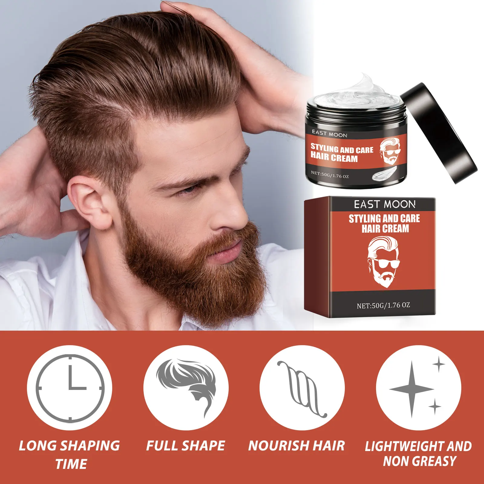 Men Hair Styling Cream Improving Curly Non Greasy Reducing Frizz Strong Holding Edge Control Long Lasting Finishing Hair Pomade