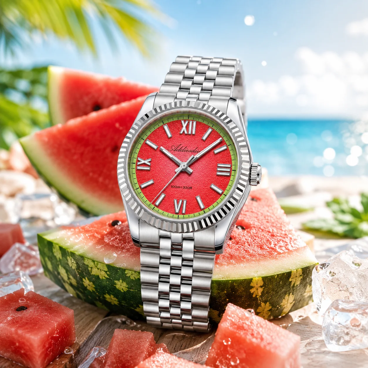 

ADDIESDIVE Fashion Men Quartz Watches vh31 Movement Sapphire Glass Summer Fruit Dial Watch BGW9 Luminous 100m Waterproof Watches