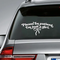 Please Be Patient I'm Just A Girl Funny Car Sticker Coquette Bow for Women Auto Vehicle Bumper Window Door Decor