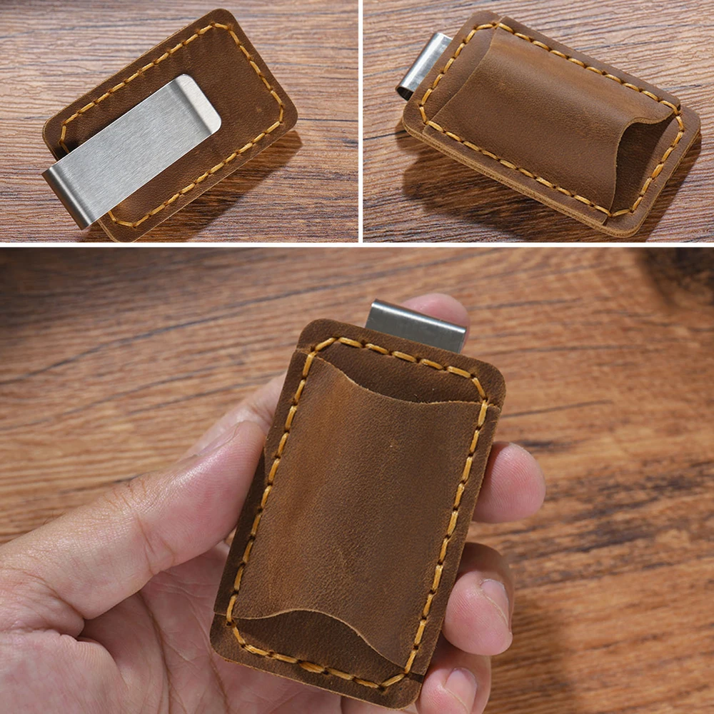 Multi-Purpose Vintage Leather Travel File Organizer with Pen Loop & Document Holder