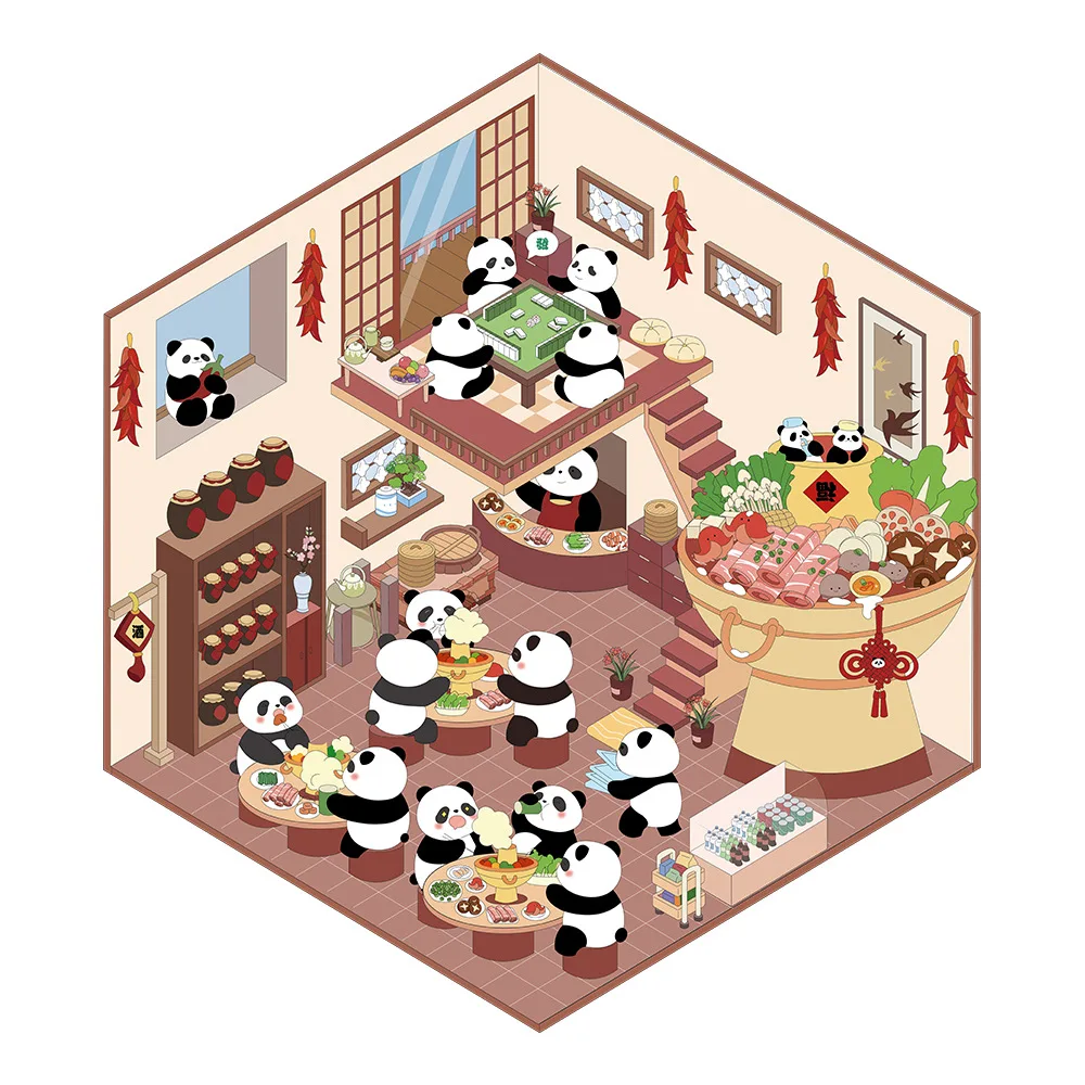 Cute Miniature World 3D Landscaping Stickers DIY Handmade Simulation Cabin Stacking Stickers Cartoon Cabin Scene Stickers