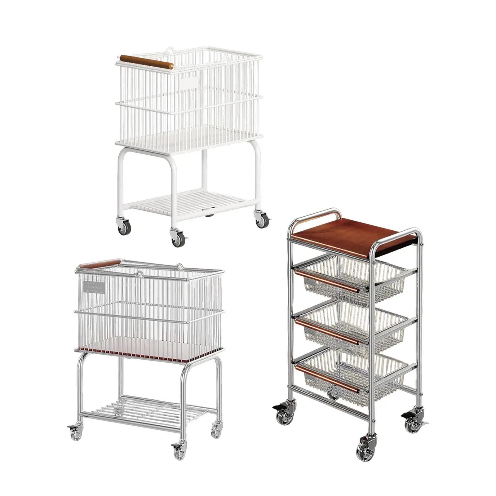 

Rolling Cart Versatile Storage Trolley on Wheel for Bathroom Kitchen Library
