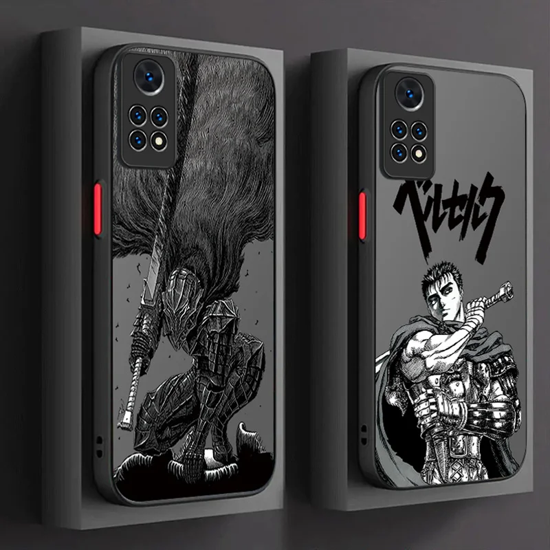 Matte Hard Case For Xiaomi Redmi Note 13 12 11 Pro Plus 4G 5G 12S 11S 10 10S 9 9S 8 13C 12C 10C Anime Berserk Guts Bumper Cover