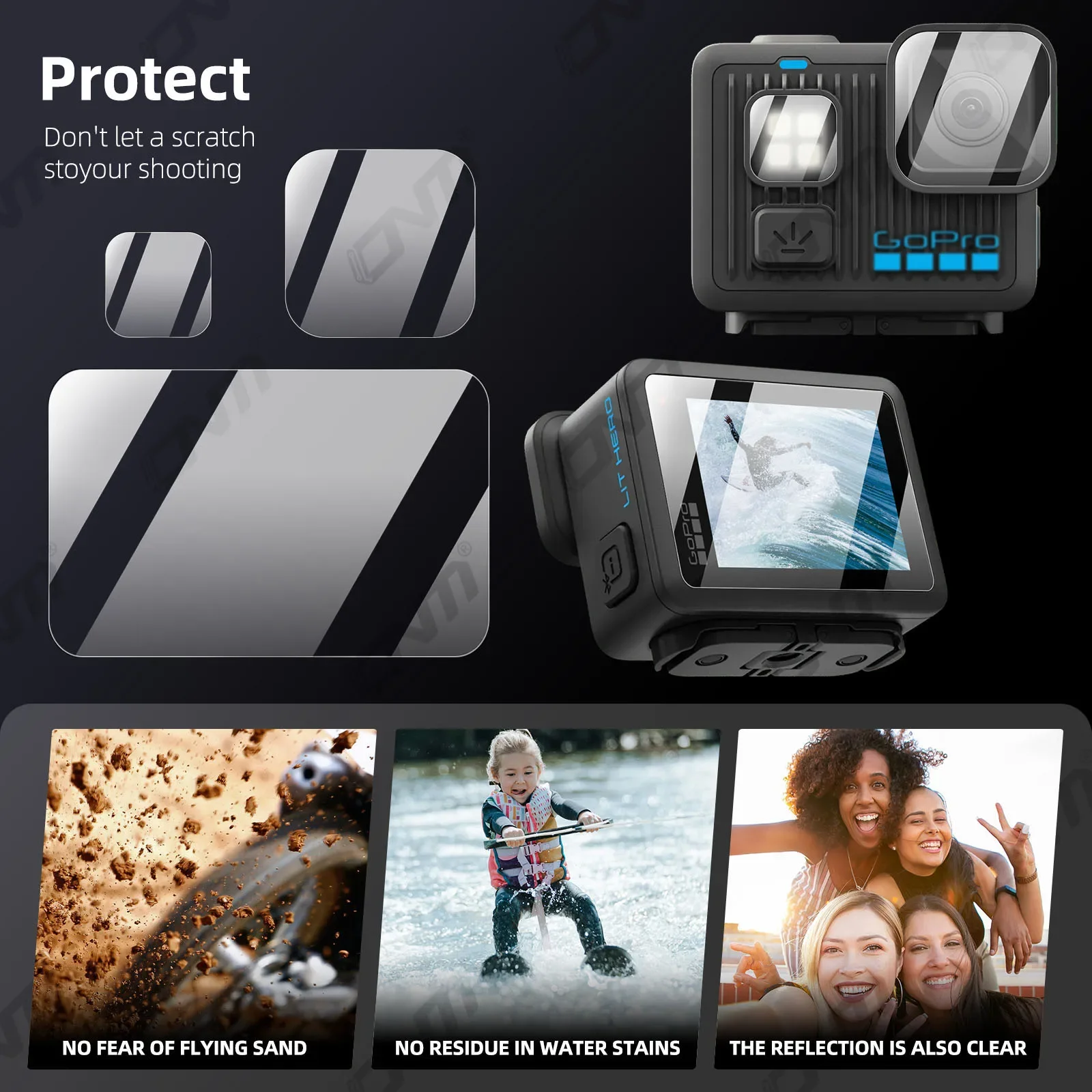 Screen Protector for GoPro Lit Hero Ultra-Clear Tempered Glass Camera Lens Screen Protector Film GoPro Lit Hero Accessories Set
