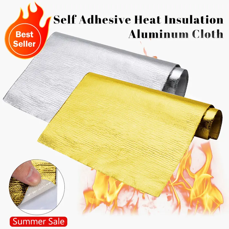 Car Heat Protection Film Fireproof Heat Insulation Mat Self-adhesive Aluminum Foil Glass Fiber High Temperature Resistant Cloth