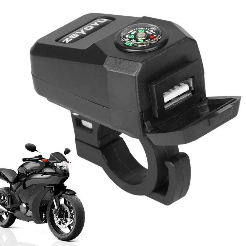 

Motorcycle USB Fast Charger Dust-Proof Compass Phone Charger USB Charger Port Power Outlet Phone Charger Adapter For Motorbikes